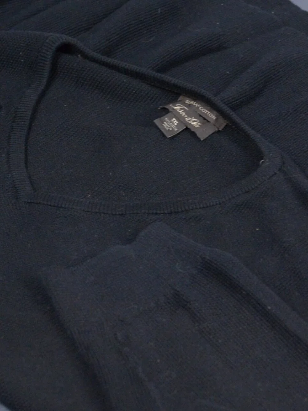 Tasso Elba XXL Black 100% Supima Cotton V-Neck Sweater